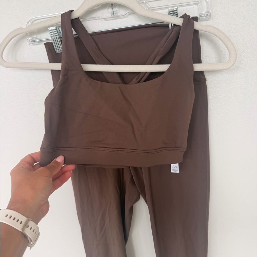 Women's Brown Seamless Sports Bra & Legging Set- Size S
